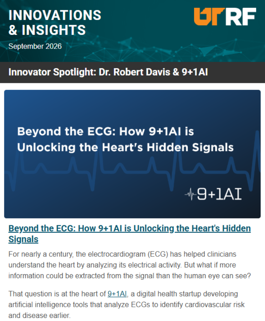 Screen shot of UTRF's September newsletter.
