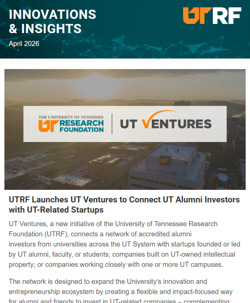 Screenshot of UTRF's April 2026 newsletter.