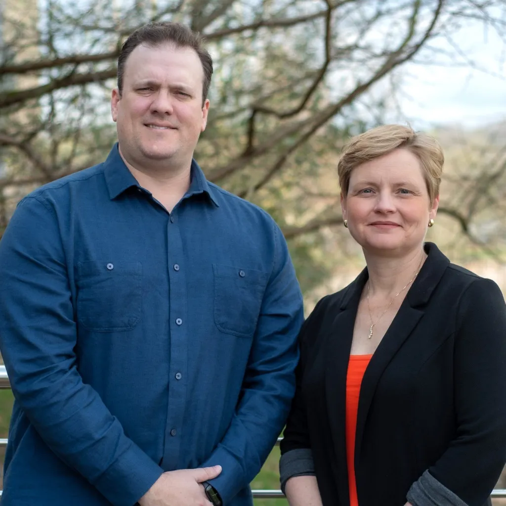 Fisher and Mountain pose for a photo.