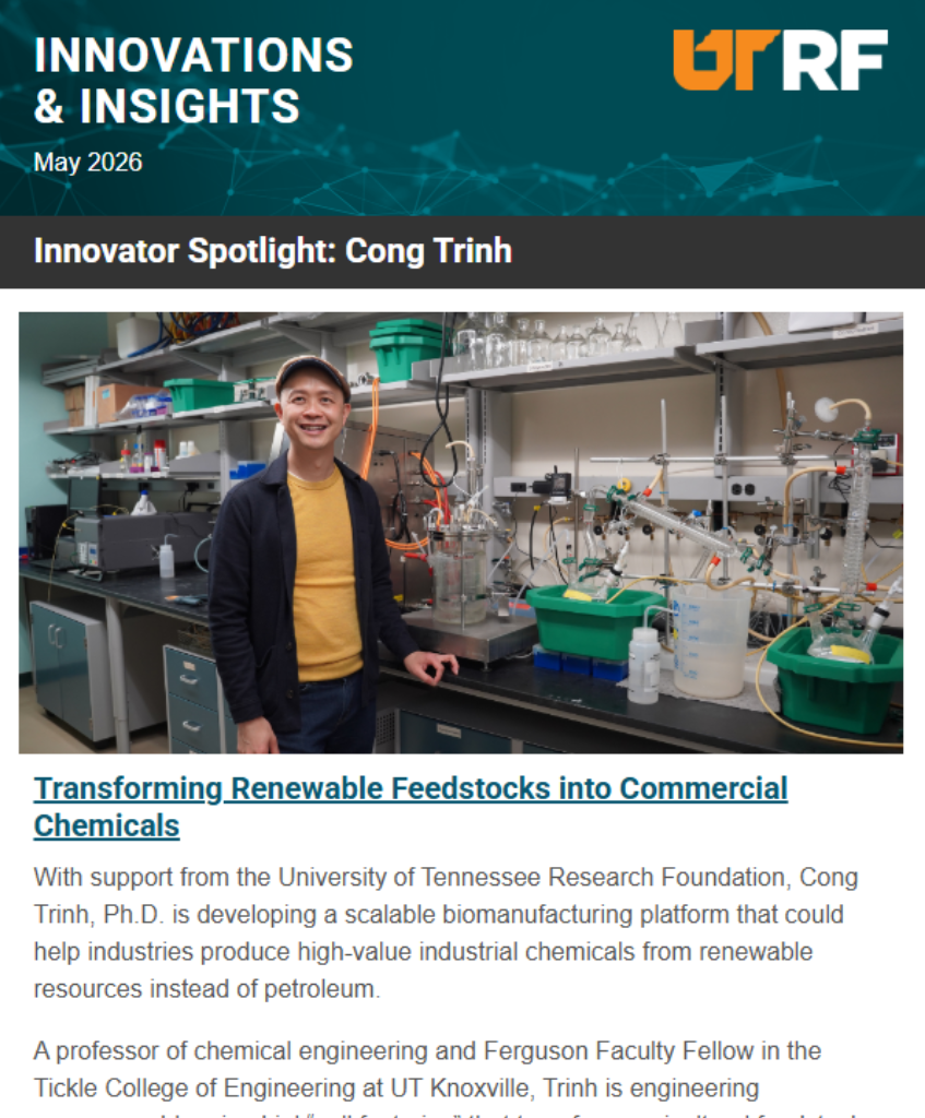 Screenshot of UTRF's May newsletter.