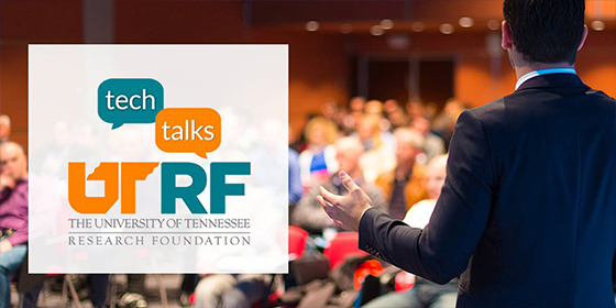 UTRF Tech Talk logo over a photo of a presentation